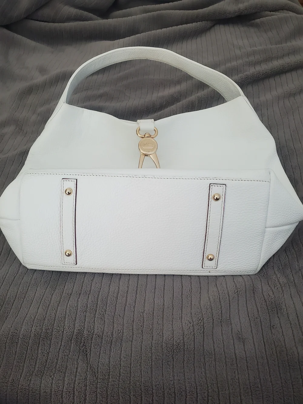 Dooney & Bourke White Luca Leather Women's Shoulder Bag with Gold Accent
